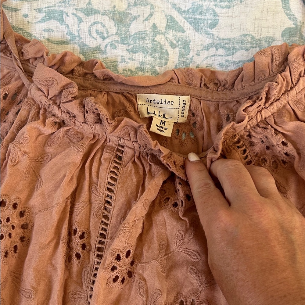 Nicole Miller Boho Light Brown Eyelet Cover Up - Picture 2 of 4